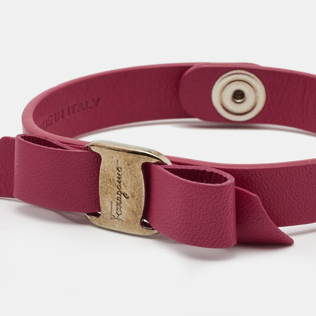 Salvatore Ferragamo Pink Leather Vara Bow Bracelet | eBay