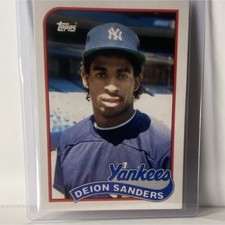1989 Topps Traded - Deion PrimeTime  Sanders #110T New York Yankees Baseball RC 