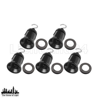 E27 - 5x ''Easy Click'' Illu Fassung m. Haken + Standard Dichtung f. Lichterkette