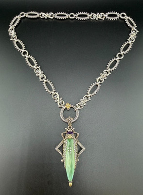 BARBARA BIXBY STERLING SILVER 925 18K GOLD GRASSHOPPER ENHANCER PENDANT NECKLACE
