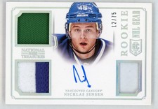 2013-14 National Treasures Nicklas Jensen /75 Auto Jersey Patch Rookie Gear