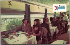 Vintage 1970s AMTRAK Advertising Postcard "The Deluxe Dining Car" / Unused