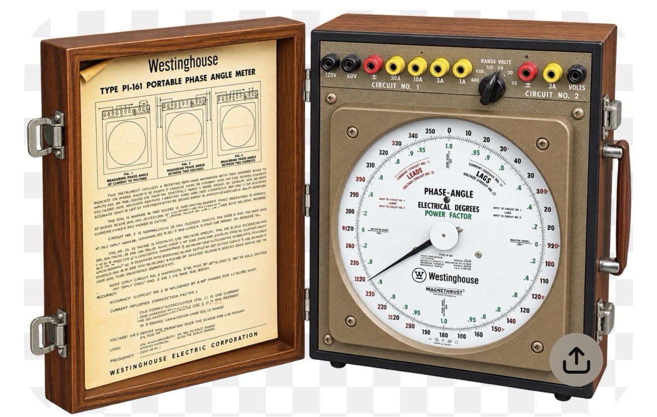 Westinghouse PI-161 Portable Phase Angle Meter Vintage Electrical Test Equipment