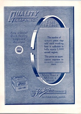The Piston Ring Company Quality Snap Rings Muskegon MI 1922 Ad TB10