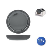 12X Tiefe Teller Aus Steingut Stoccolma Grau, 22Cm