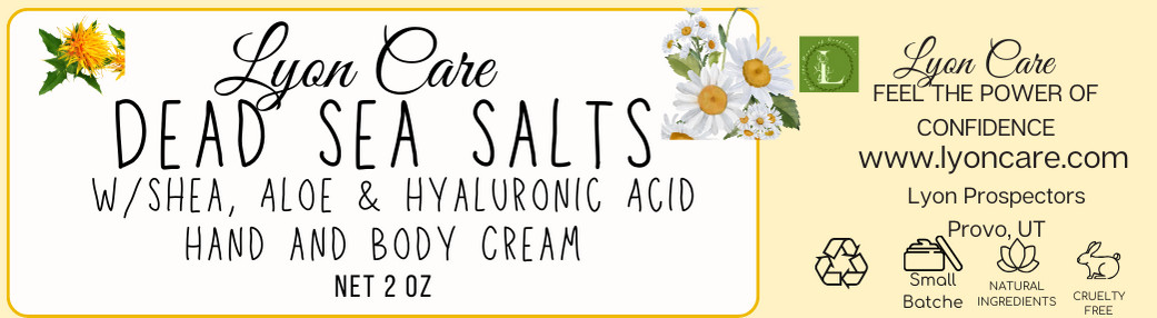 Dead Sea Salt w/ Shea, Aloe & Safflower Hand & Body Cream 2 oz-- All Natural 