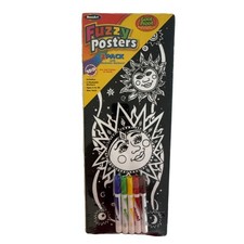 VTG 2002 Fuzzy Poster RoseArt Sun Moon Fantasy Velvet Art 8x20 Set Of 2 New