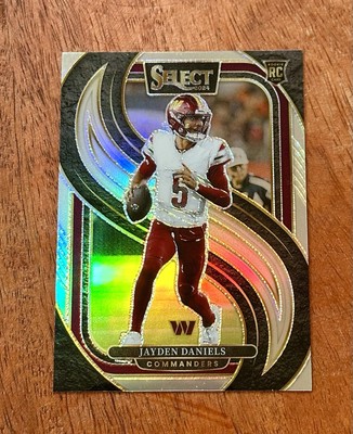2024  SELECT JAYDEN DANIELS SILVER PRIZM RC COMMANDERS PREMIER LEVEL Rookie