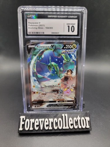 2021 Pokemon Evolving Skies Rayquaza V Alt Art 194/203 Holo CGC 10