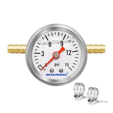 Fuel Pressure Gauge Kit 0-15Psi 1.5" Dial Brass T-Fitting Adapter