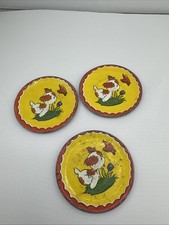Three Vintage Tin Teacup Plates From Child s Tea Set