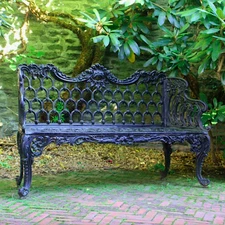 Pair of Colonial or Victorian Garden Benches in Non Rust Aluminum