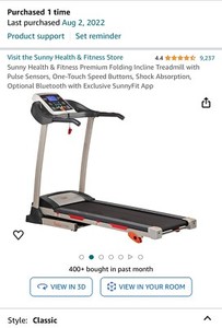 Sunny Health Fitness SFT4400 Manual Treadmill - Silver