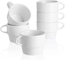 Sweese 407.001 Porcelain Latte Cups - Stackable Coffee - 10 Ounce White 