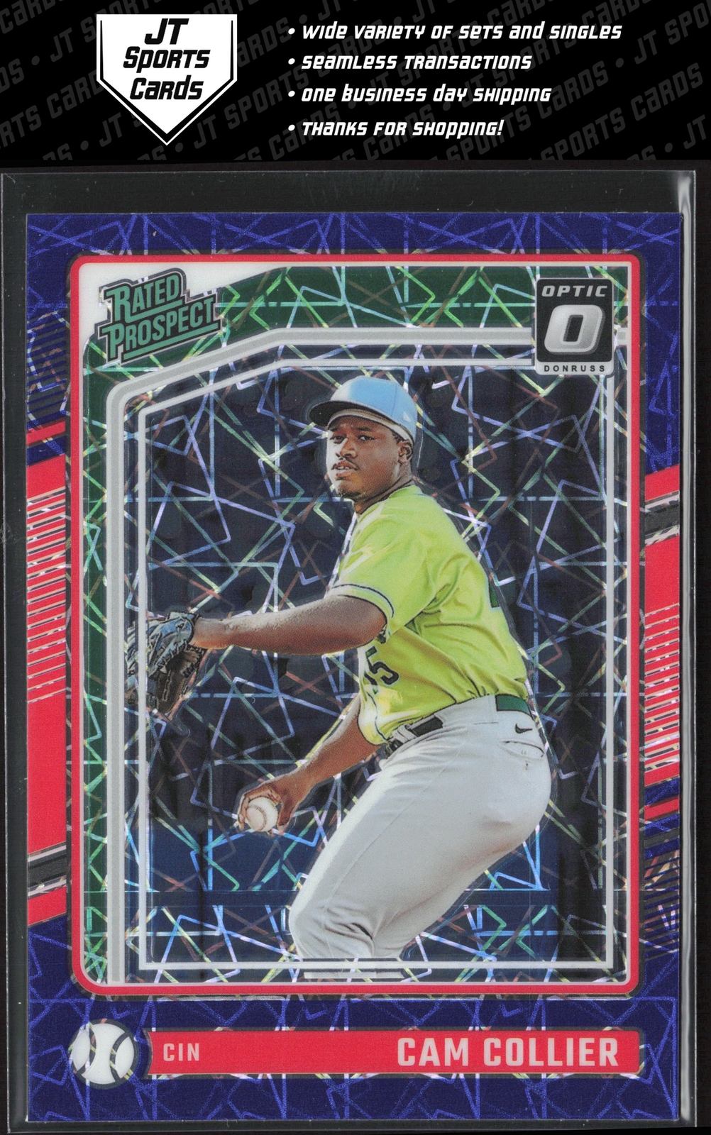 2024 Donruss Optic Cam Collier 185 Rated Prospect Blue Velocity Prizm Reds