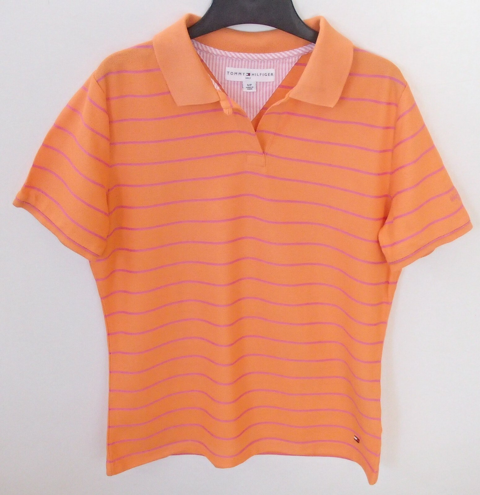 Walt Disney Golf Orange Polo Shirt Tommy Hilfiger Striped Top Small 38 Chest Ebay