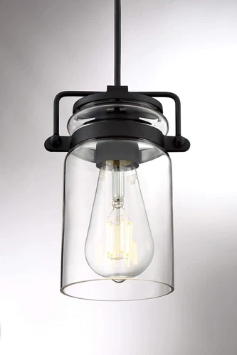 NUVO 60/6732 Antebellum 1 Light Mini Pendant Fixture Matte Black - Picture 3 of 5