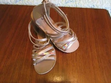 Girls Size 2.5 SELF ESTEEM Gladiator Sandals Gold Glitter and Iridescent Straps