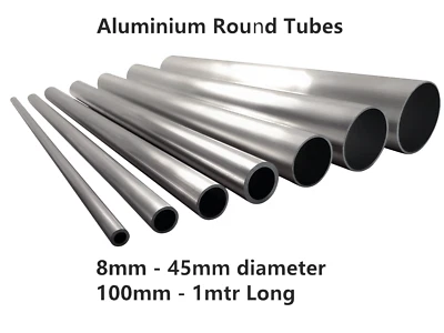 Aluminium Round Tube Pipe 6mm - 30mm Multiple Sizes & Lengths6082T6 6063T6 GS