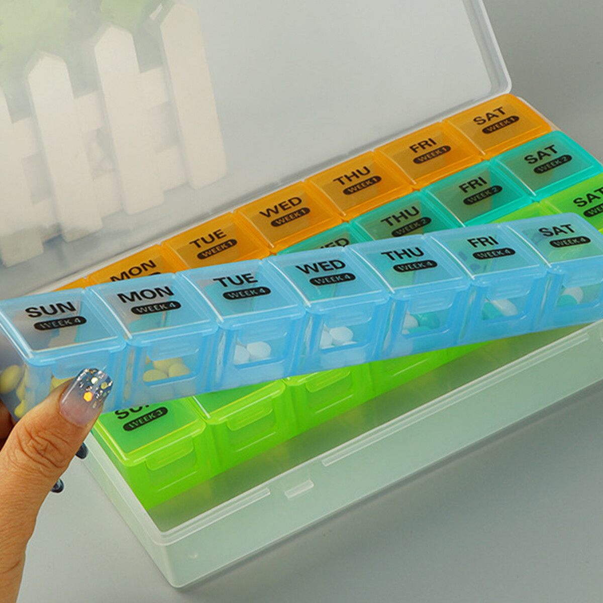 Portable Large 28 Day Pill Organiser Monthly Pill Box Organizer By Week