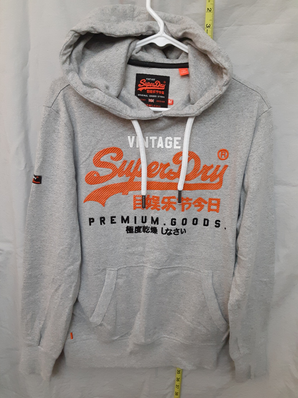 🙂SuperDry Premim Goods Hoodie Mens Medium Gray Pullover Lightweight  Sweatshirt | eBay