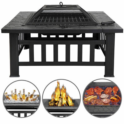 32'' Patio Fire Pit Metal Backyard Stove Firepit Brazier Wood Burning Outdoor 