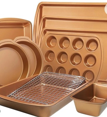 Baking Pans Set Non Stick Coating Professional Ultrathick 10pcs Includes All Pan