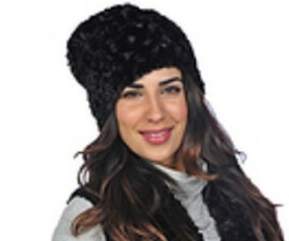 NWOT ADRIENNE LANDAU FAUX FUR BLACK STOCKING SKULL CAP HAT  display picture 1