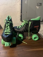 Vtg 90s Seneca Mach 5 Speed Roller Skates Size 7 Black Neon Green