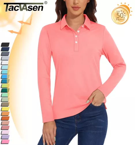 Women's Golf Shirts Lightweight UPF50+ Long Sleeve UV Protection Polo Shirts US