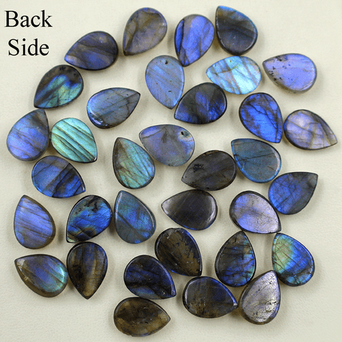 17 Pezzi Labradorite Naturale Blu Flash 14x10mm Pera Cabochon Pietre Preziose Calibrate - Foto 9 di 11