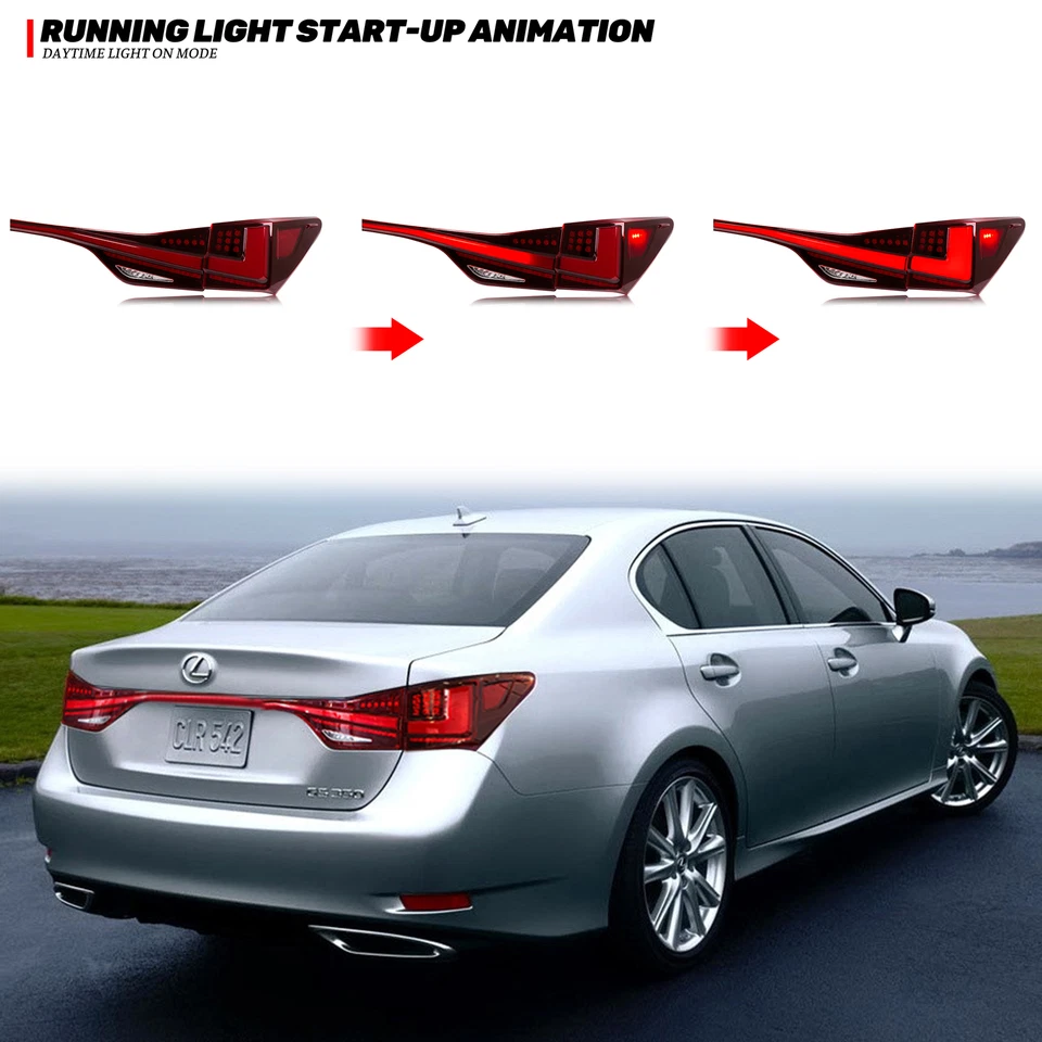 Luces traseras LED para Lexus GS350 GS200t GSF 2012-2015 luces traseras rojas secuenciales Foto 3 de 4