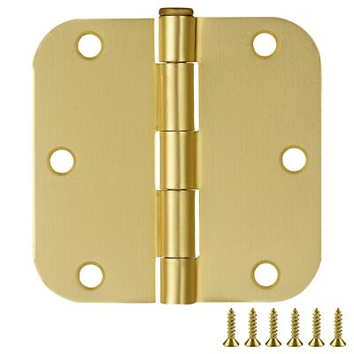 10-Pack 3.5-Inch x 3.5-Inch Interior Door Hinges with 5/8-Inch Radius, Satin Bra