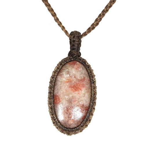 Sunstone Macrame Necklace Handmade Natural Bohemian Crystal Choker Healing - 第 3/11 張圖片