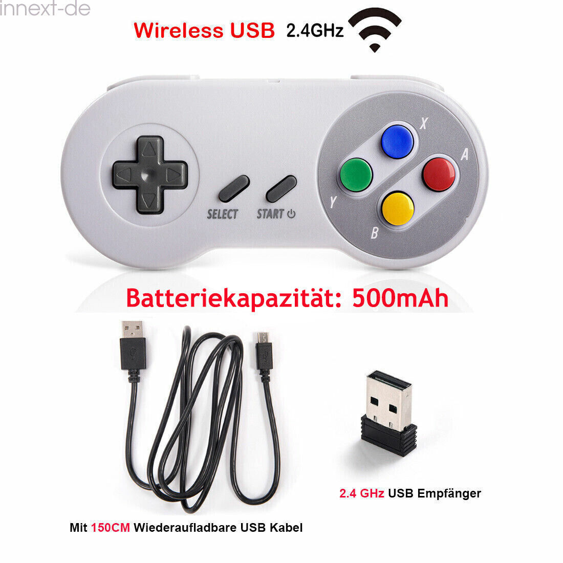 Wireless Kontroller Gamepad Nintendo SNES USB Controller Joystick für PC Win Mac