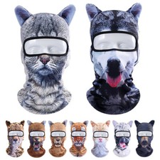 Halloween 3D Animal Kitten Headscarf with Ears Balaclava Breathable Dog Cat Mask