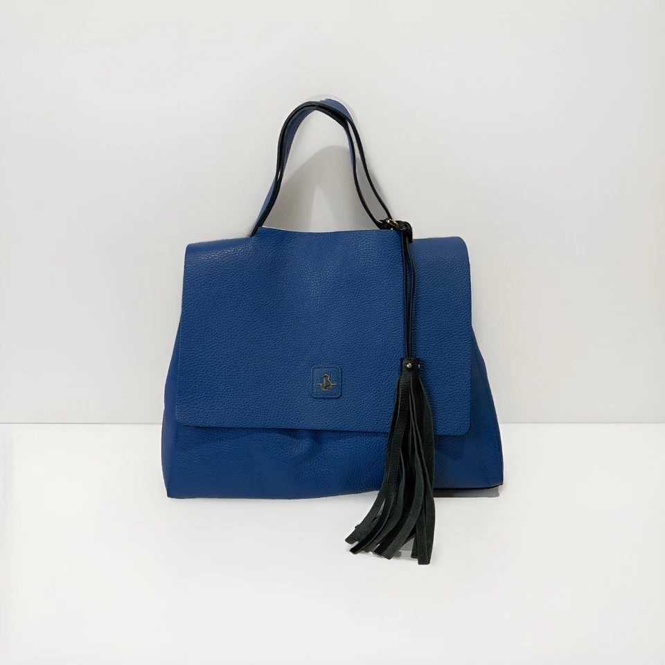 Bolso de mano de cuero de becerro Carbotti azul Miro hecho en Italia Foto 2 de 4