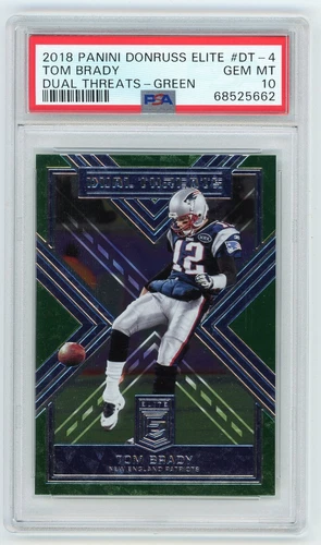 2018 Panini Donruss Elite Tom Brady Dual Threats - Green PSA 10 Gem Mint