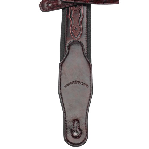 Walker & Williams GB-163 Oxblood Brown Padded Strap with Oak Leaves & Texas Star - Picture 4 of 10