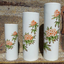 JAPANESE SHOKA STYLE RHODODENDRON BAVARIAN PORCELAIN VASES FRANKLIN MINT W COA