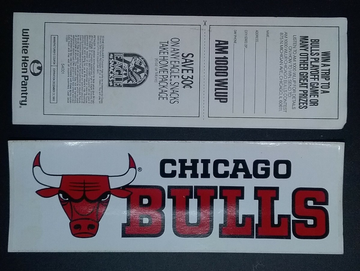 25 Pieces of 1989 Chicago Bulls Vintage Bumper Sticker White Hen