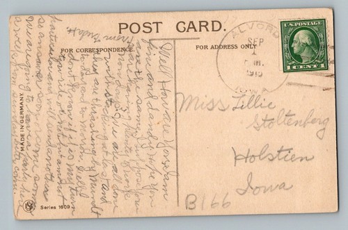 Policeman Grabbing Man With Arms Around Woman In Car Postcard 1915 Alvord Iowa - Picture 2 of 2