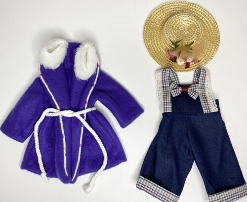 Combinaison et robe en denim country fille fabriquées 4 vêtements de poupée américains 18 pouces - Photo 1 sur 8