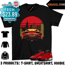 Shirt To Match AJ 14 Ferrari 2025 Sneaker Matching Tee Retro Sunset T-Shirt