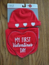 My First Valentine's Day Baby Bib And Hat