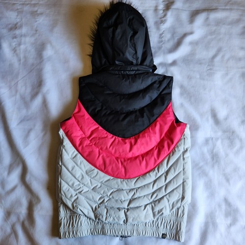 DC Shoes Y2K Pink Black White S Full-zip Sleeveless Puffer Vest Jacket Windbreak - Picture 8 of 16