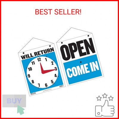 BAZIC Open Sign 2-Pack - 6x11.5 Inch Double Sided Return Time Clock Signs