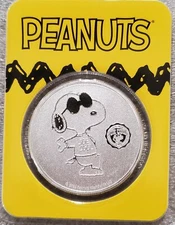Peanuts® Joe Cool 50th anniversary 1 oz .999 Silver Snoopy alter ego in TEP NEW!