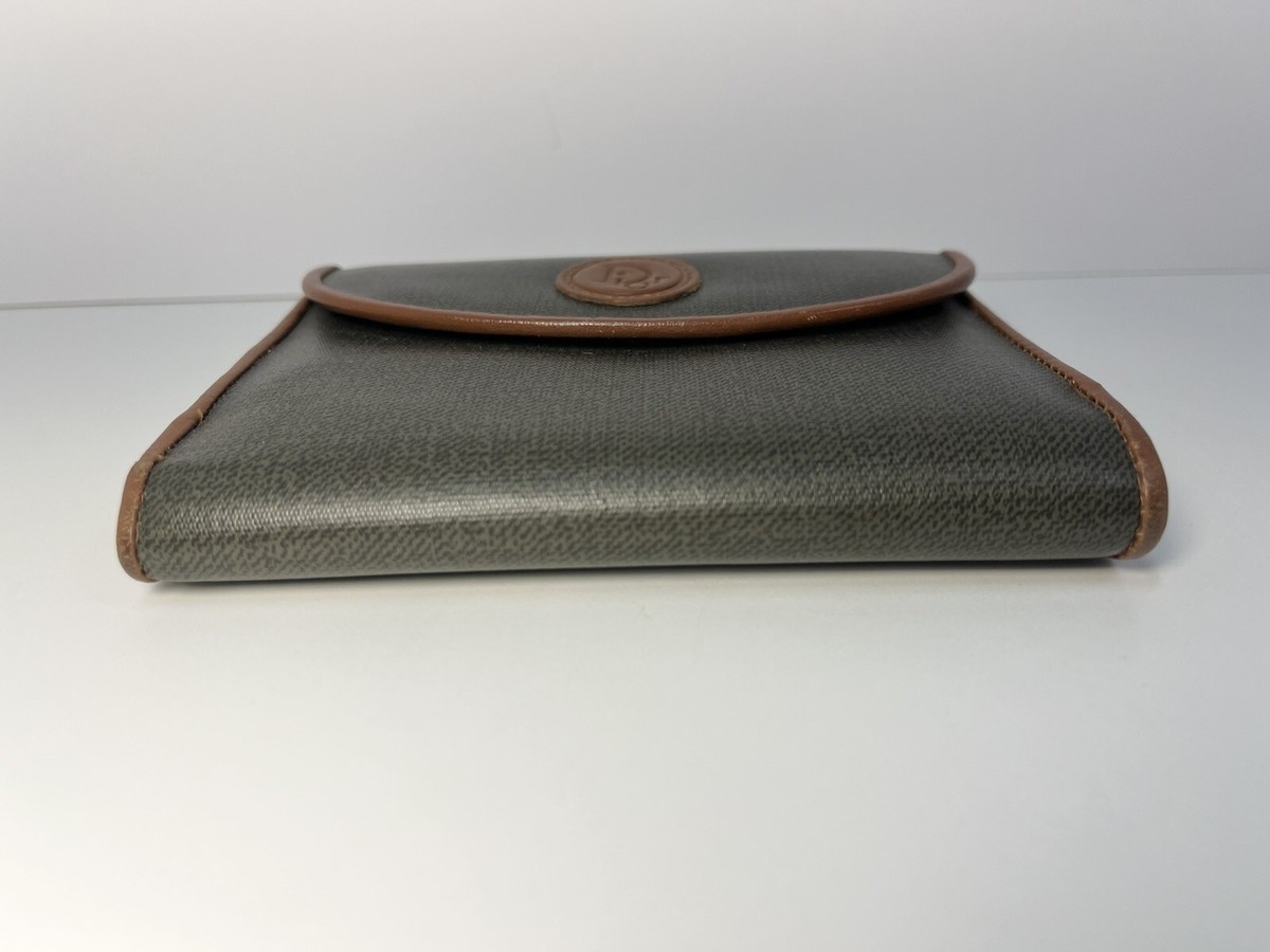 Vintage CHRISTIAN DIOR Green & Brown Leather Wallet Bifold DIOR