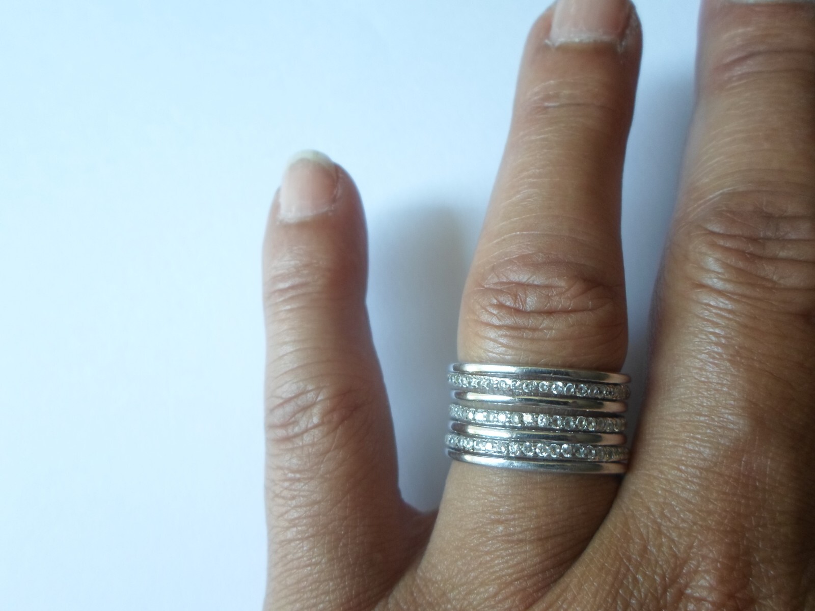 solid silver ring, multi row, zirconiums, size 58 - image 3